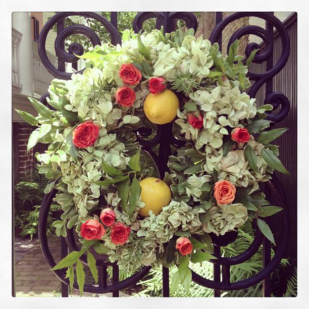 Lovely live wreath spotted in Charleston.